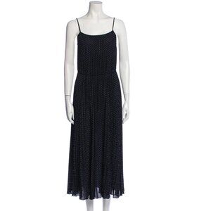 Vince Pleated Navy Polka Dot Dress NWT